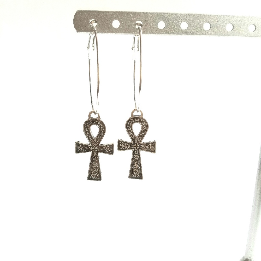 Ankh hoop earrings